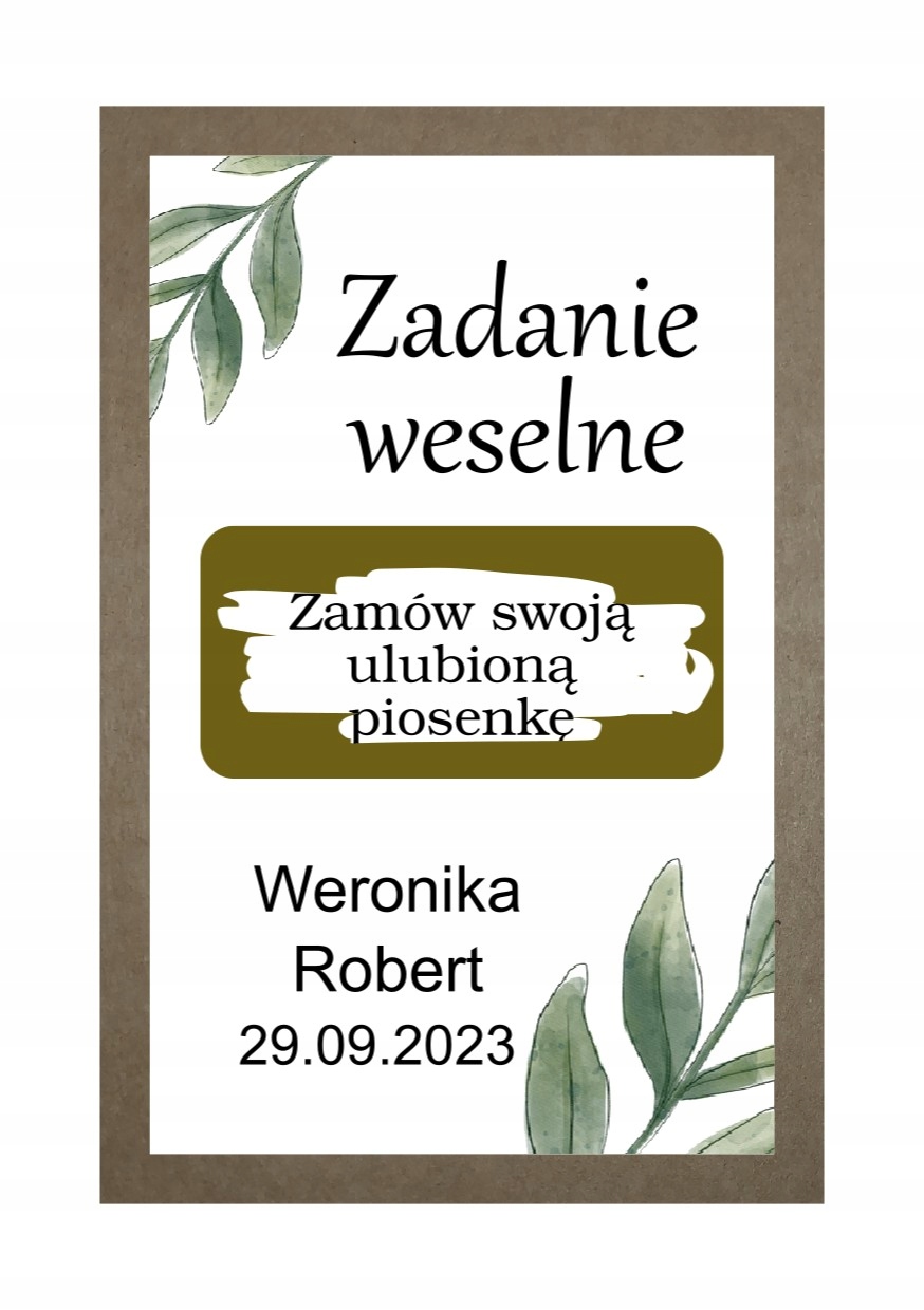 ZDRAPKA Z ZADANIEM WESELNYM RÓŻNE WZORY PAPIER ECO