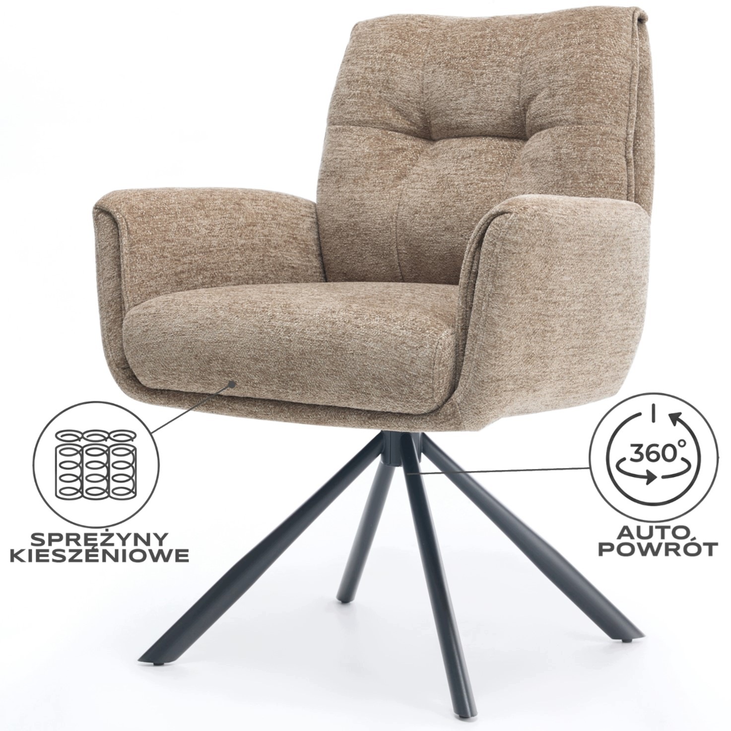 Hygge Premium Otočné křeslo 360° Auto-Návrat Stlačený Kapesní Bronz