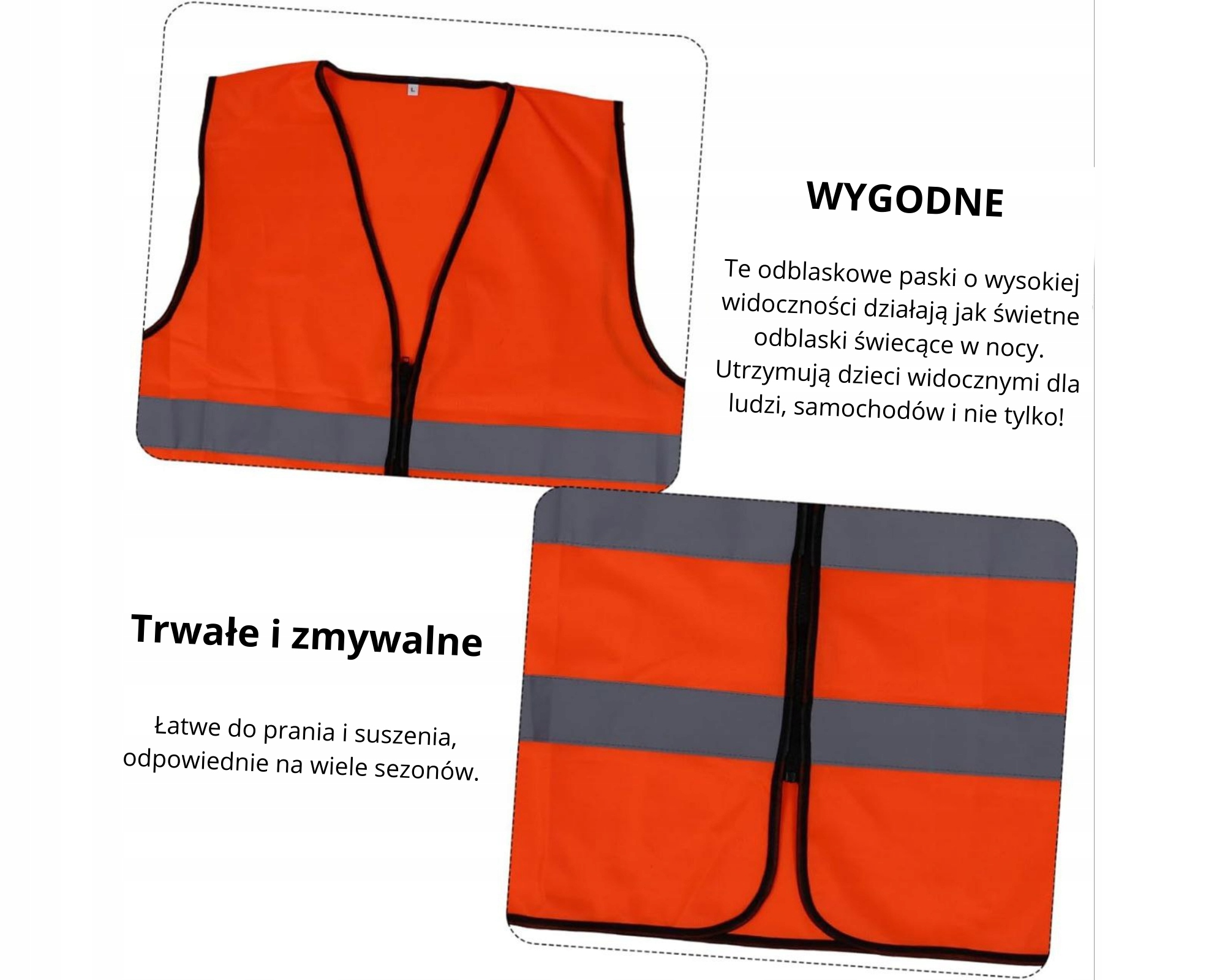 KAMIZELKA OSTRZEGAWCZA ODBLASKOWA NA SUWAK (XXL) Rozmiar XXL