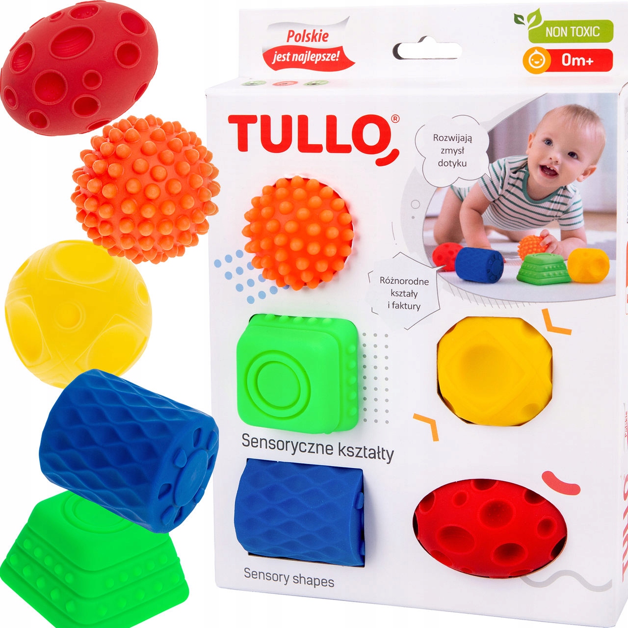 

Tullo Piłki Piłeczki Sensoryczne Kształty 5szt 0m+