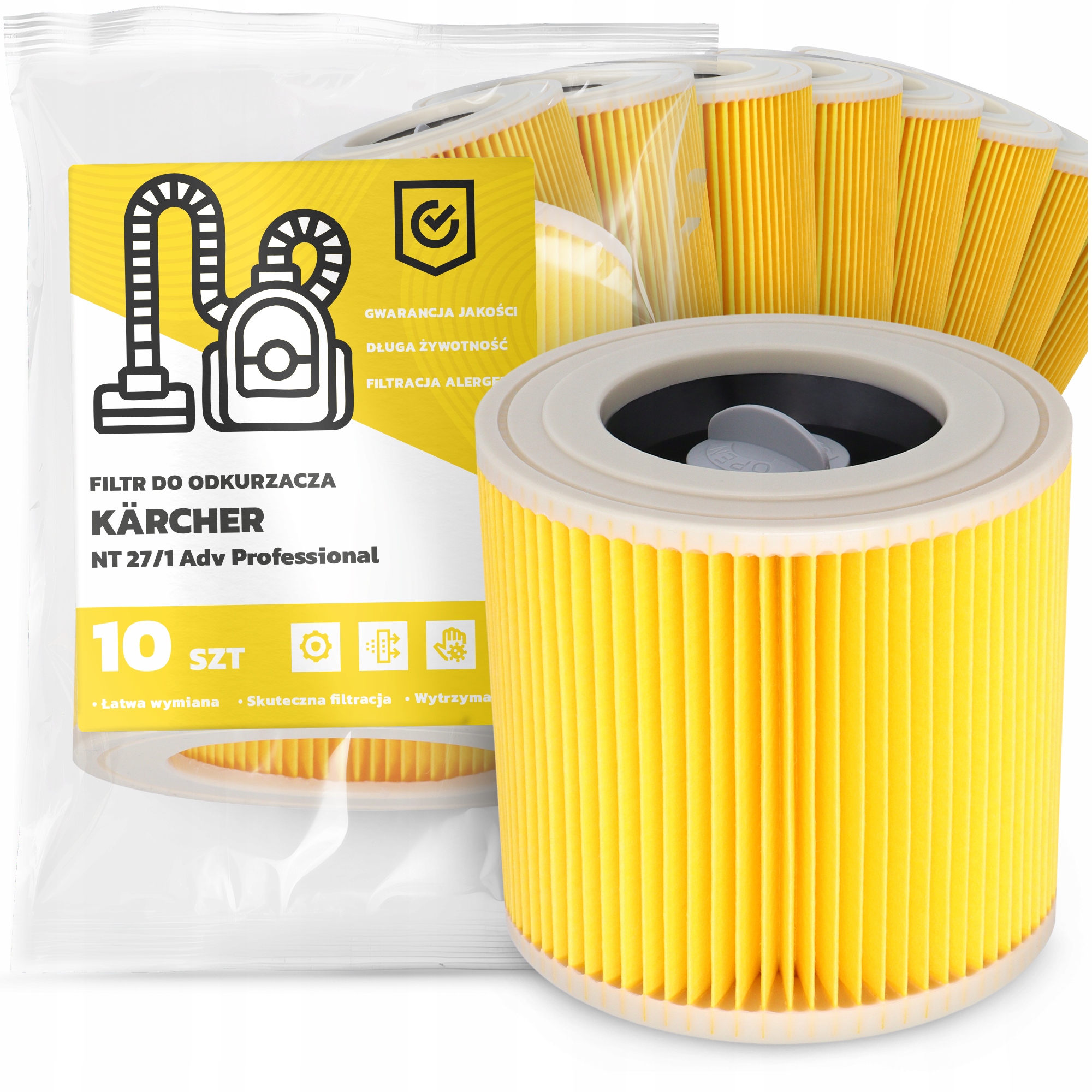 10 x Filtr Pro Vysavač Kärcher Nt 27/1 Adv Professional Vzduch Em-w