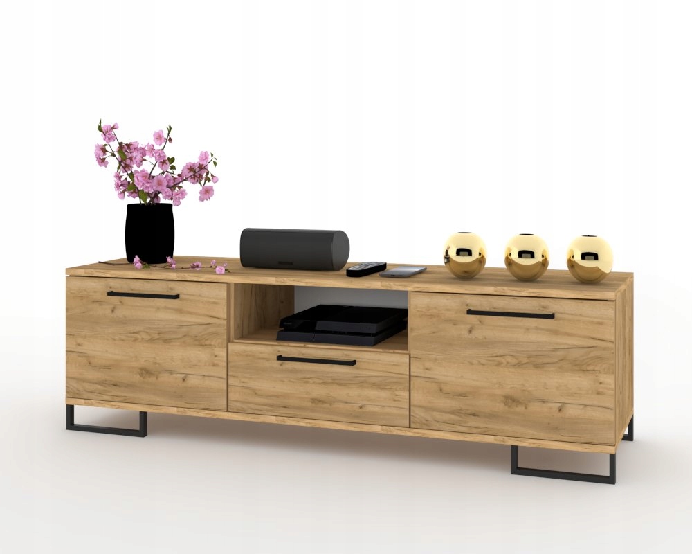 Rtv skříňka Komoda do obývacího pokoje dveře a šuplík Hania Kwadro 150 Dub Craft