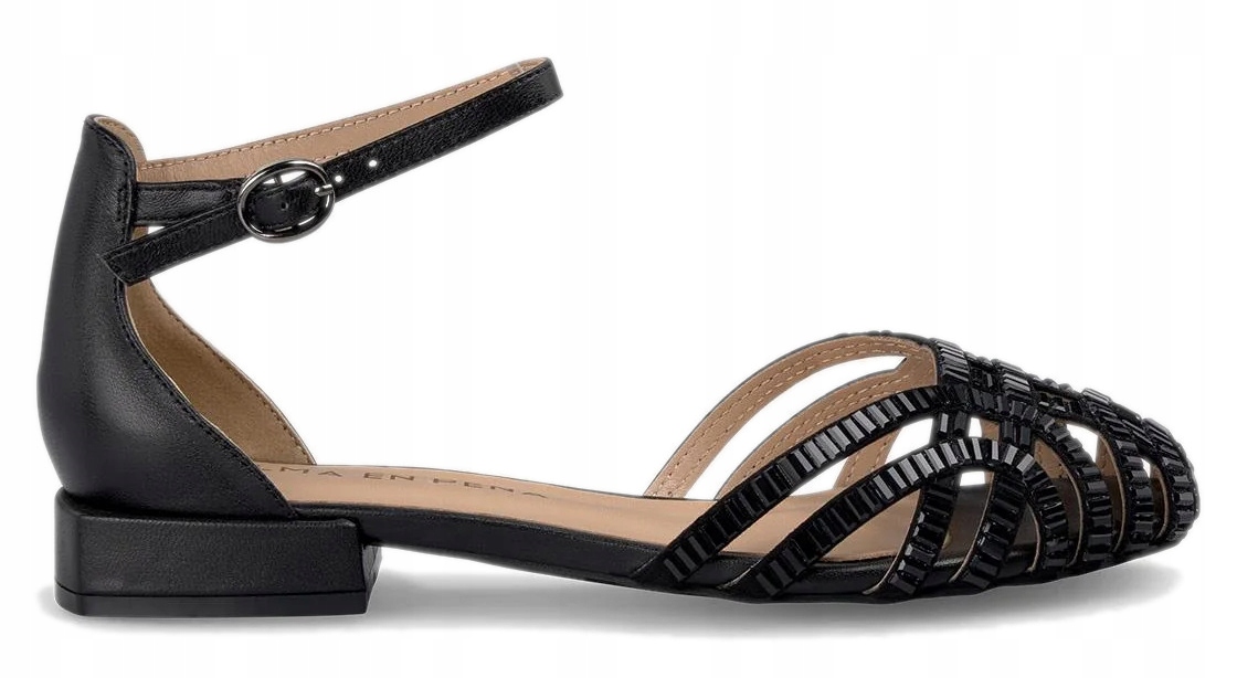 Alma En Pena černé dámské elegantní sandály na plochém podpatku, velikost 38