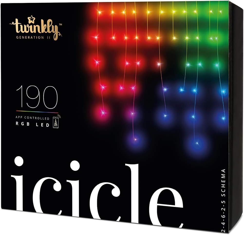 Twinkly Icicle 190 Led Rgb lampy smart záclona reťaz Cencúle vonkajšie 5 m