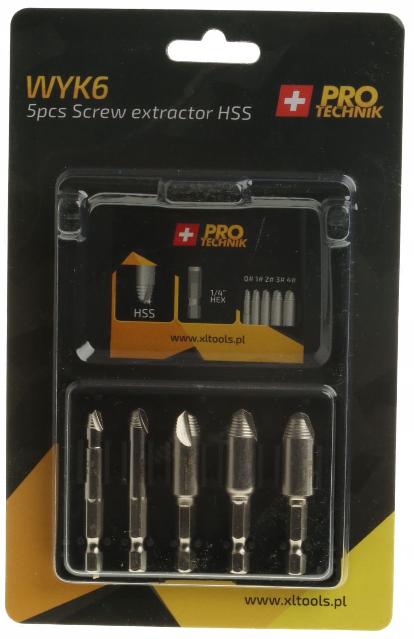 WYKRĘTAKI DO URWANYCH ZŁAMANYCH ŚRUB 5 szt. ZESTAW NAPRAWCZY DO ODKRĘCANIA Marka Pro-Technik