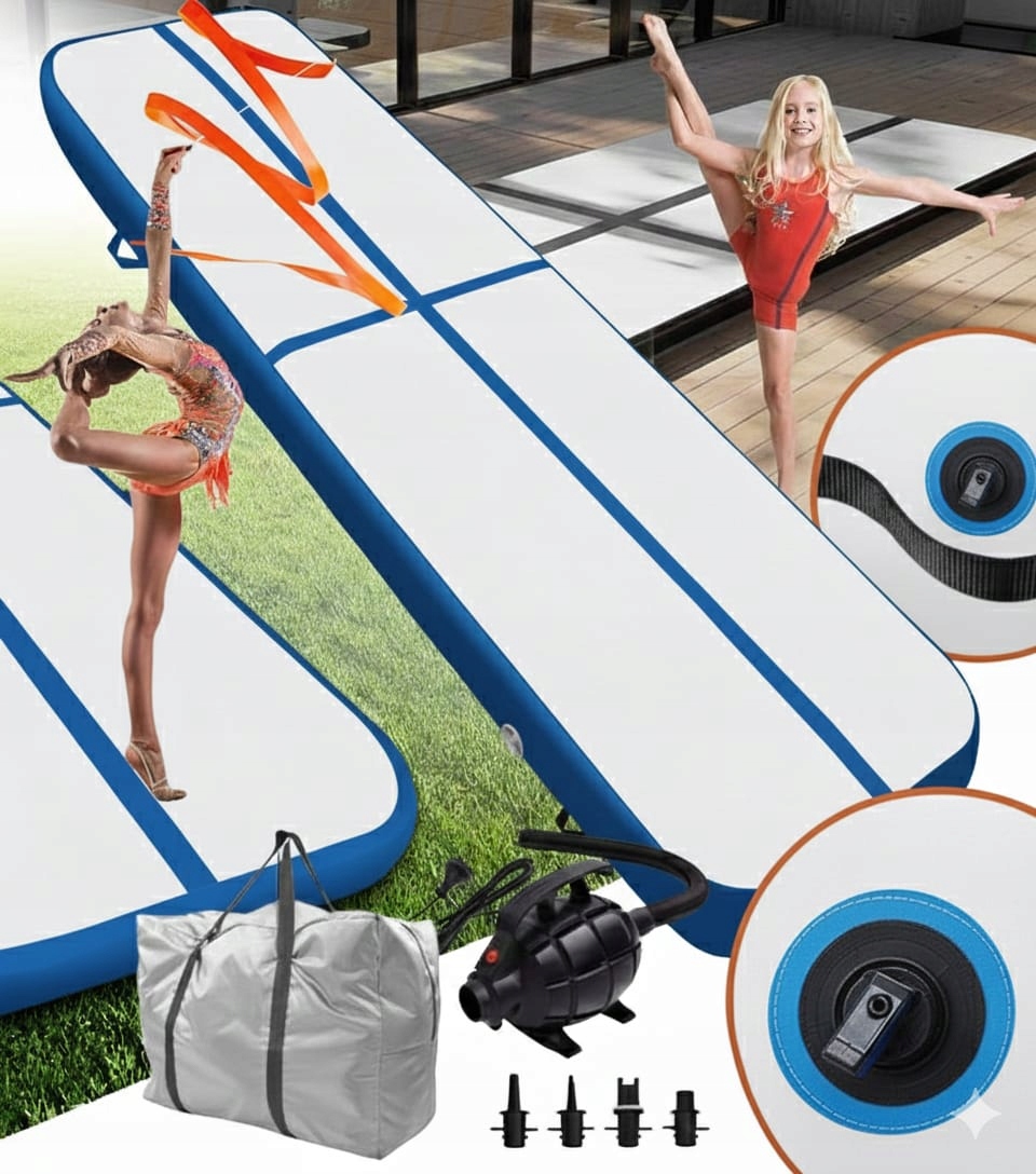Airtrack nafukovací žíněnka 500 x 100 x 10 cm příslušenství, modrá