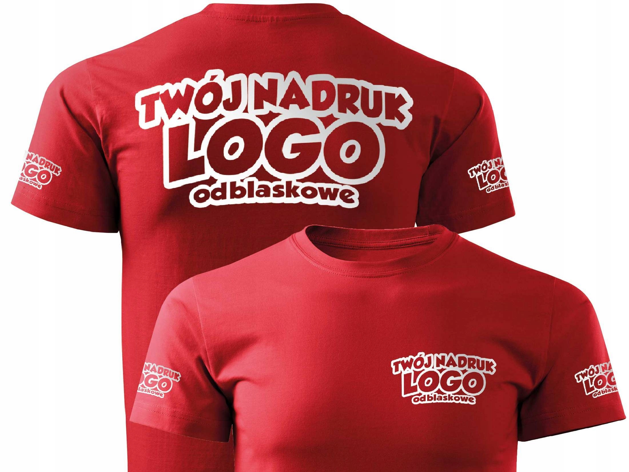 

T-shirt czerwony z Twoim nadrukiem odblaskowym XXL