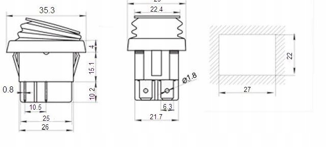 Włącznik hermetyczny IP65 KCD4S2-R on-off czerwon Kod producenta KCD4S2-R