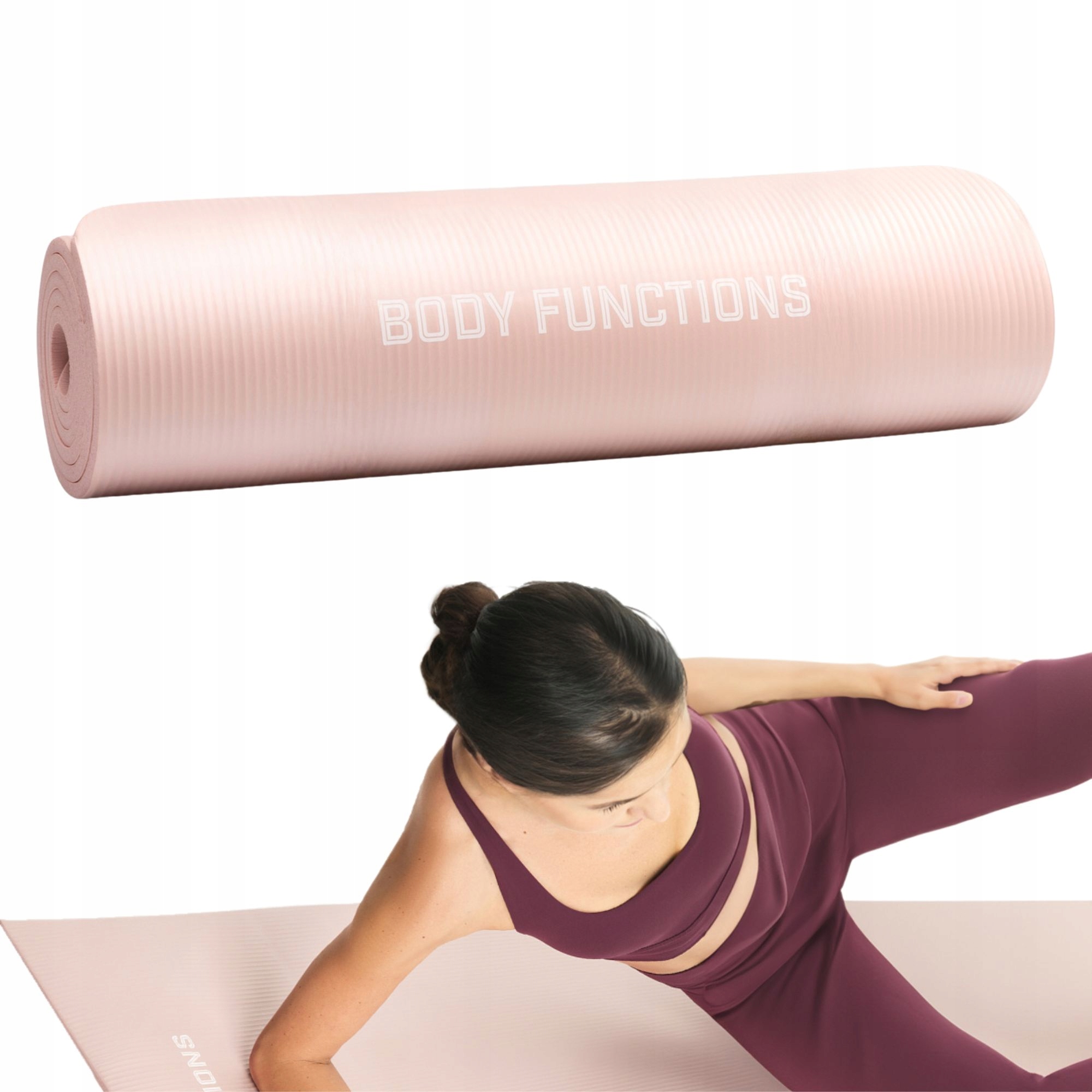 Mata do ćwiczeń gruba 1 cm szeroka Amortyzująca duża rozowa Body Functions