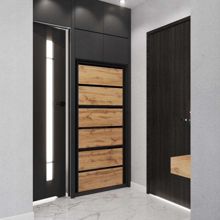 SZAFKA NA BUTY WYSOKA PÓŁKA STOJAK REGAŁ NA PRZEDPOKÓJ LOFT CZARNA WOTAN Głębokość mebla 36 cm