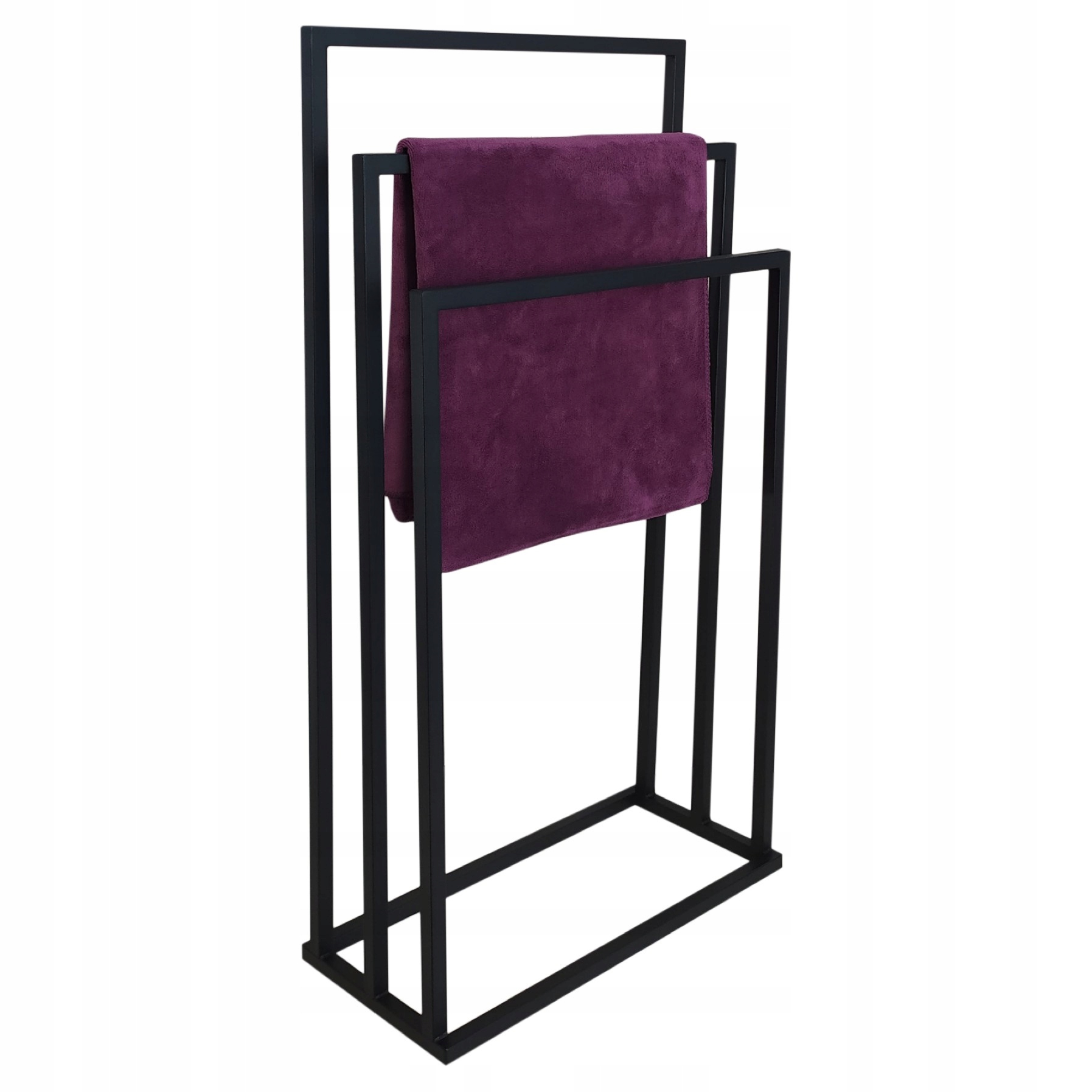 Moderní stojan na ručníky 3 Ramenní kovový Loft Černý