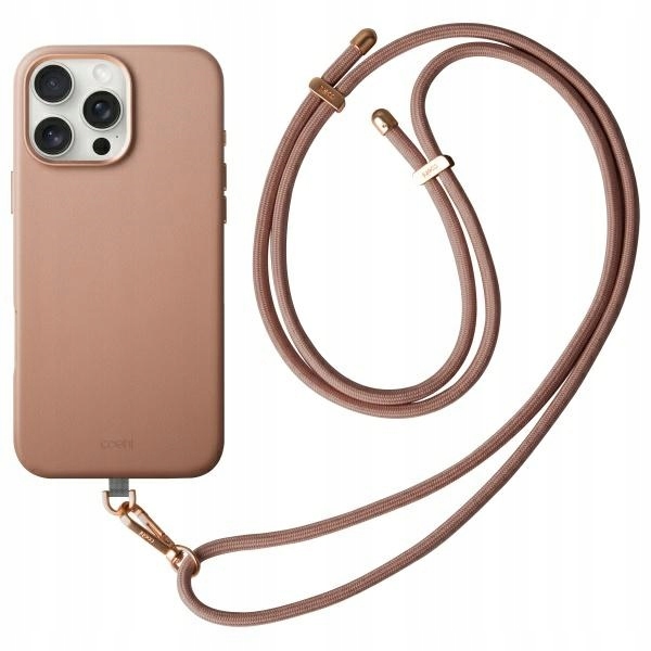 Uniq Coehl Muse etui iPhone 16 Pro, skóra wegańska (dusty nude)