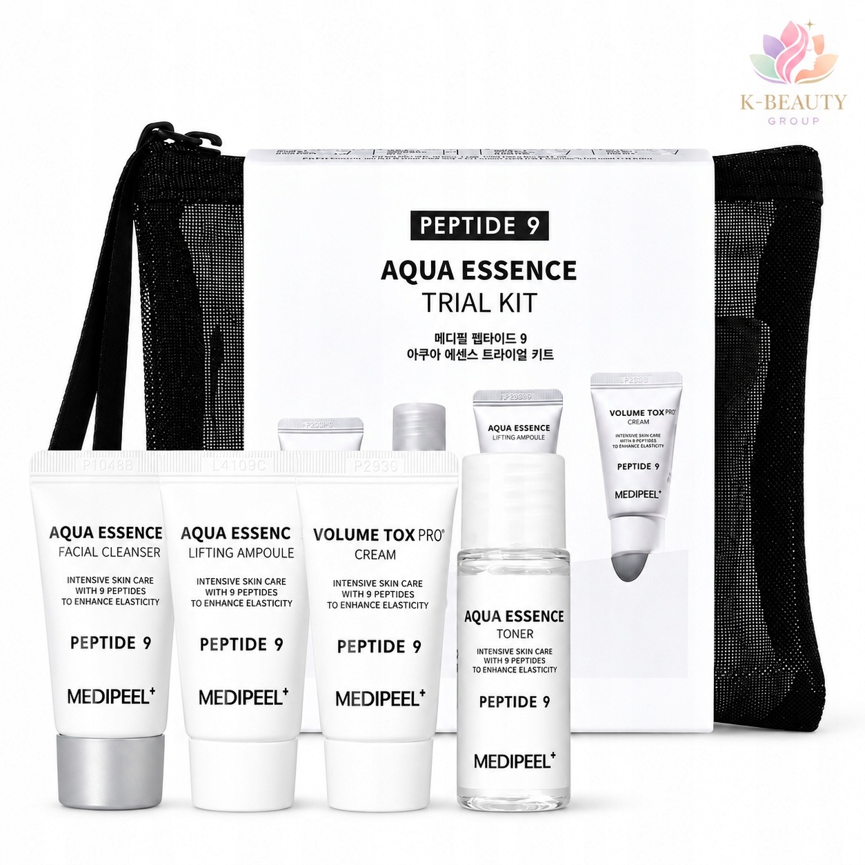 Medipeel Sada Peptide 9 Aqua Pěna toner ampulka krém kosmetická taška