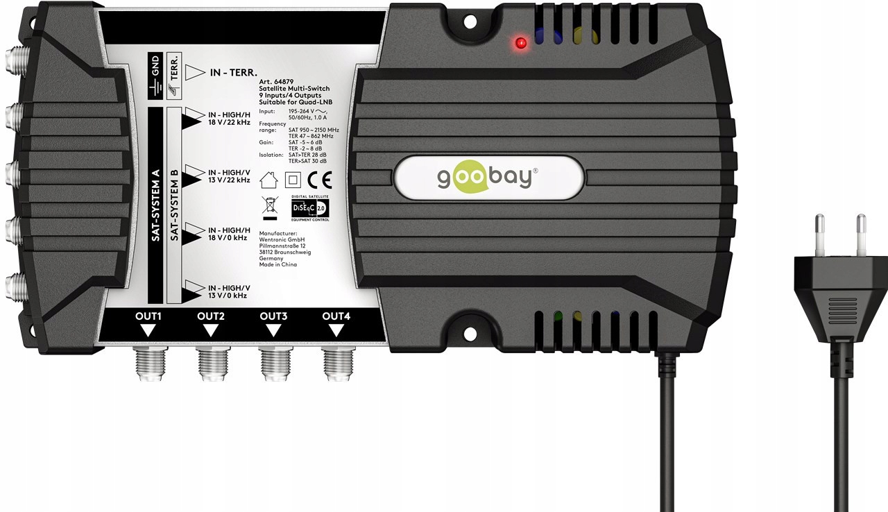 Multiprzełącznik Sat 9 wejść 4 wyjść Marka Goobay