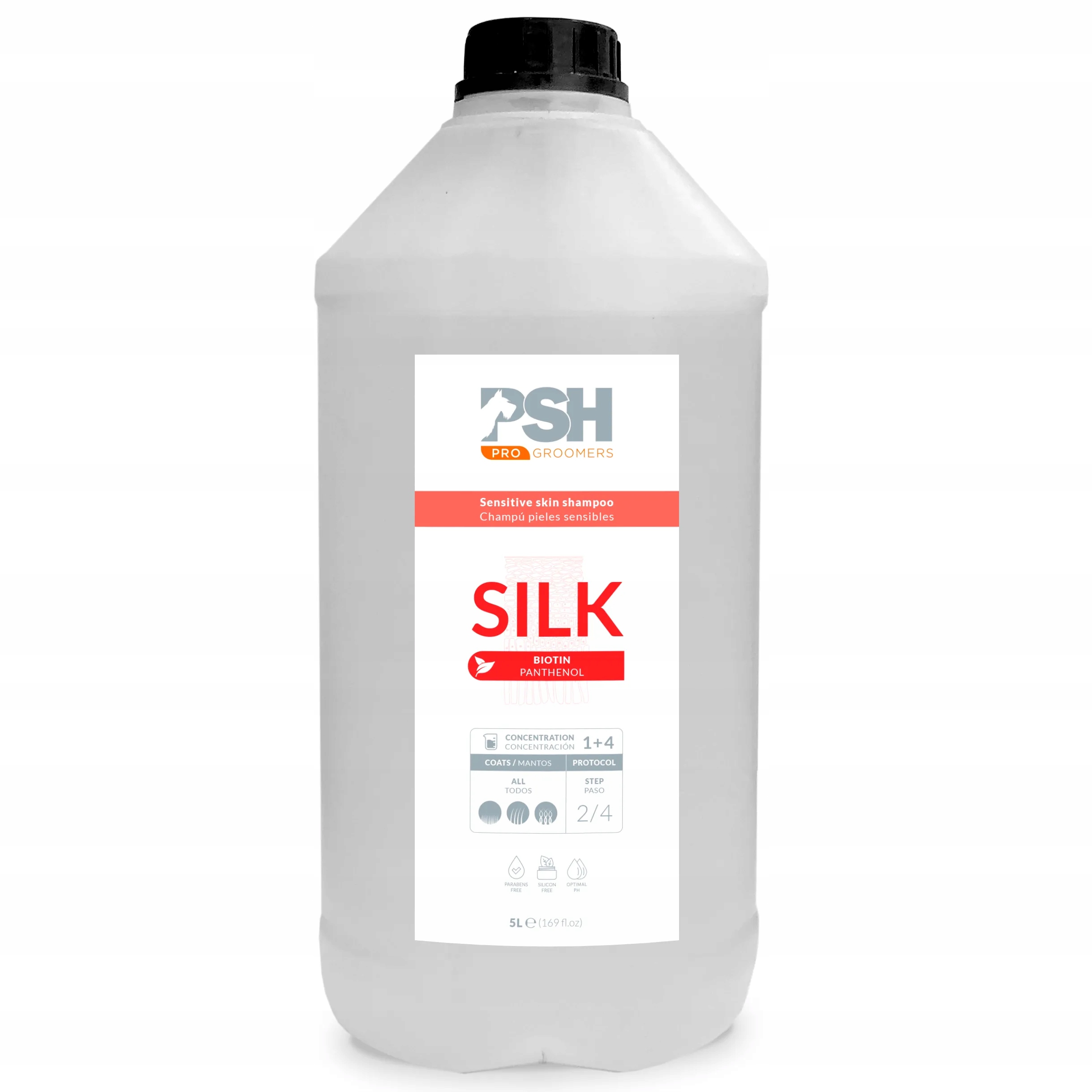 Psh Silk X-2 szampon z biotyną dla psów z długim włosem koncentrat 1:4 5L