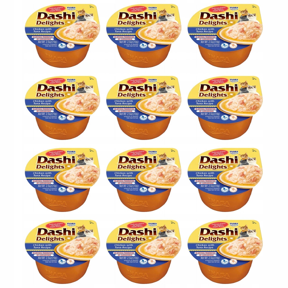 Levně Inaba Cat Dashi Delights kuřecí a tuňákové Pamlsek pro kočky 12 x 70g