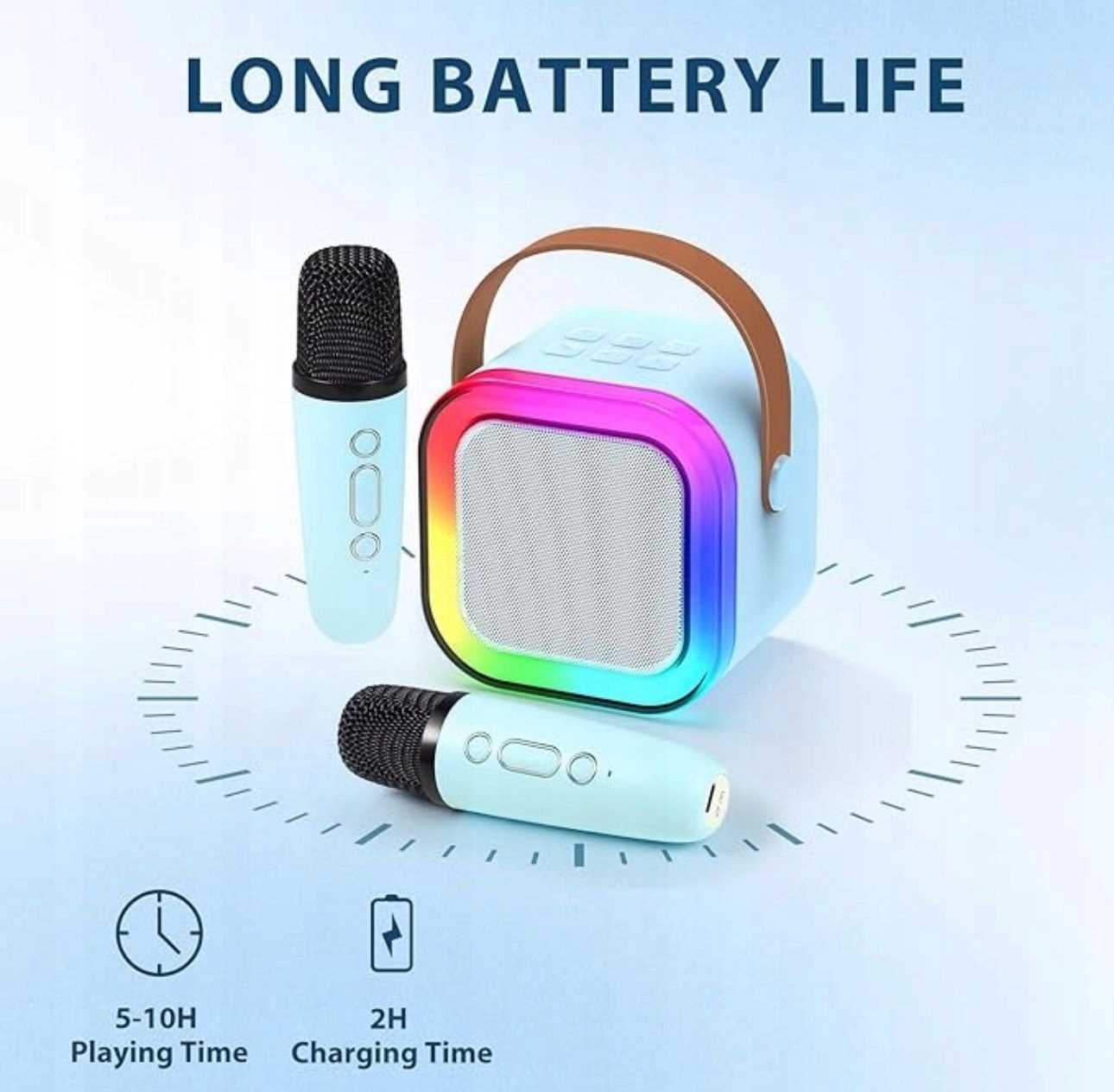 MIKROFON Z GŁOŚNIKIEM BLUETOOTH ZESTAW KARAOKE NIEBIESKI Kod producenta K12PINK CH
