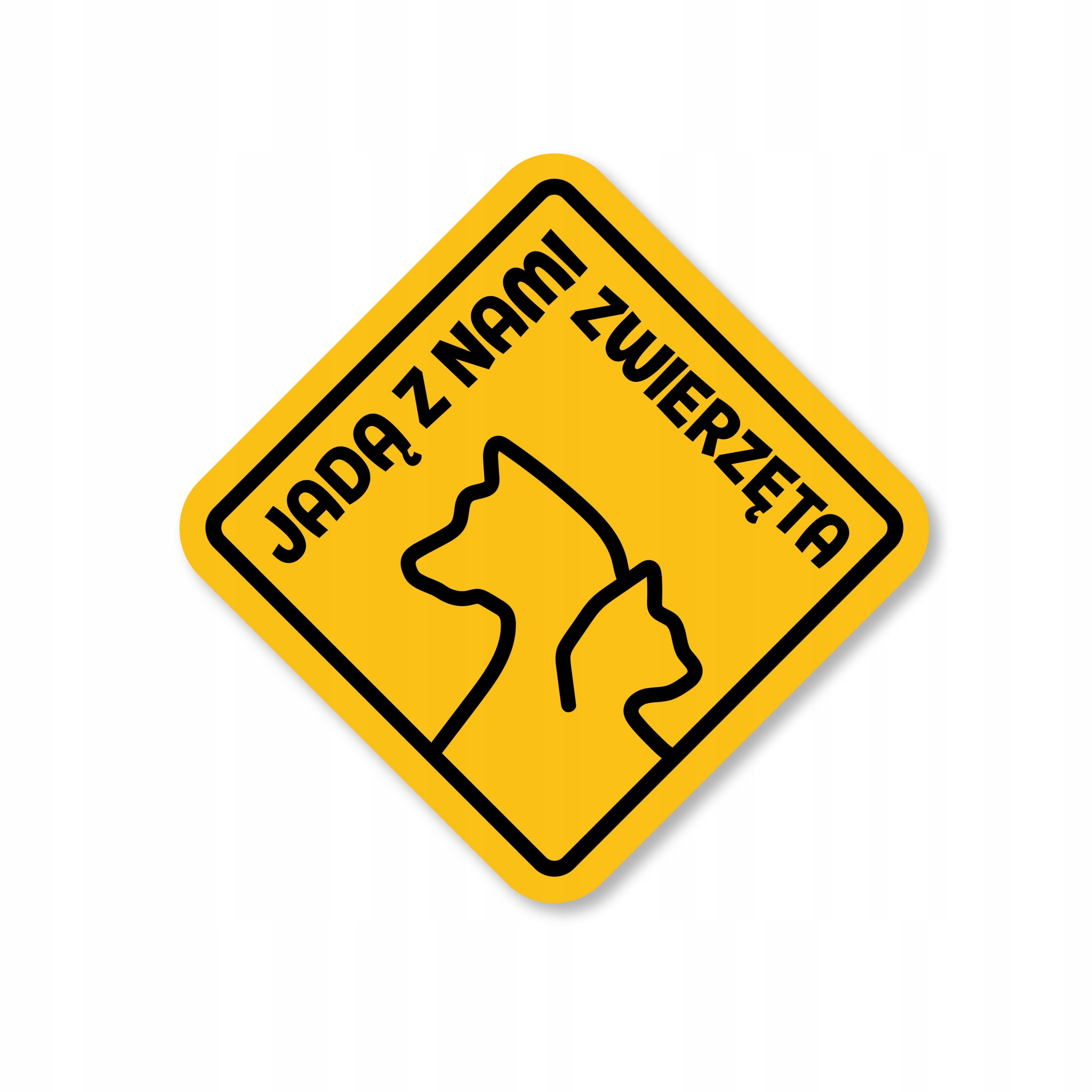 Odblaskowa naklejka JADĄ Z NAMI ZWIERZĘTA