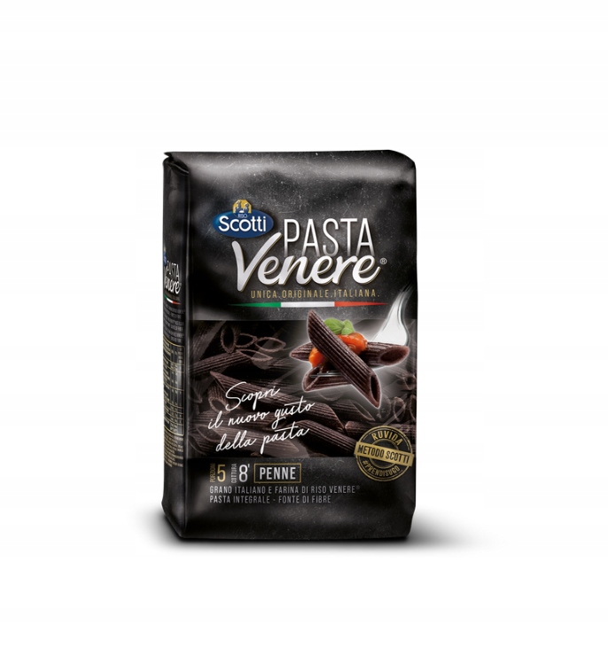 4x černý Těstoviny Pasta Venere 400 g Scotti Penne