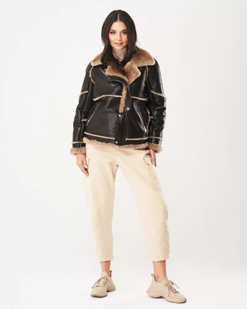 Kożuch damski Selena 3XL Kolor brązowy