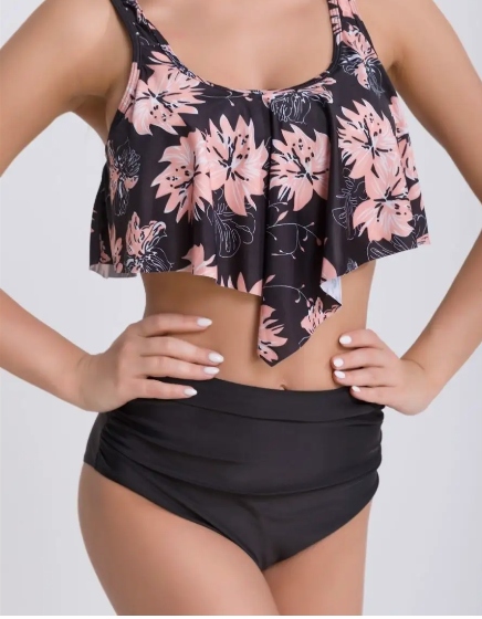 STRÓJ KĄPIELOWY BIKINI WKŁADKI BOHO WYSOKI STAN MAJTEK WYSZCZUPLAJĄCY / S Fason majtek figi