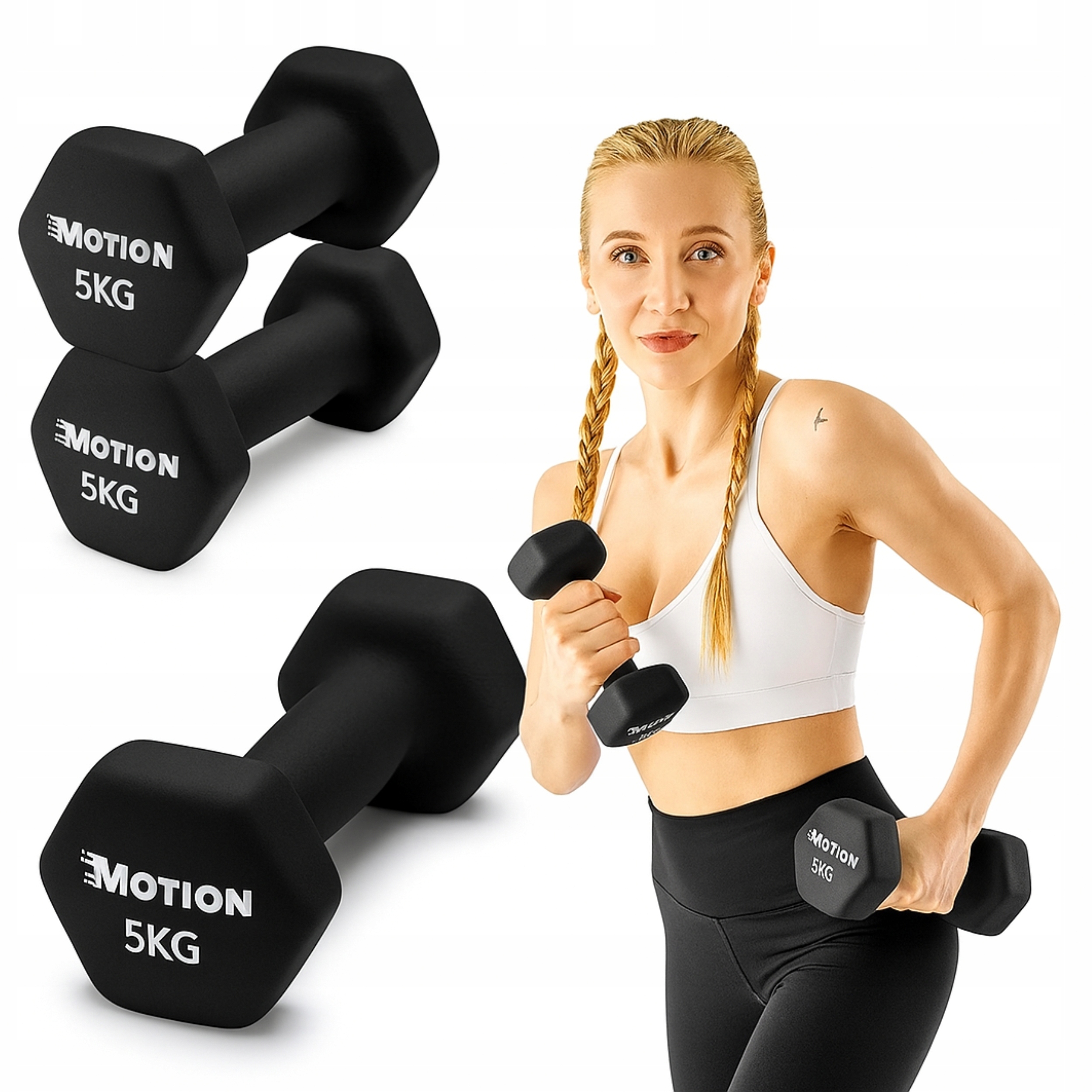 Hantle Hantelki Żeliwne Neoprenowe Do Ćwiczeń Mięśni Treningu Zestaw 2x5KG