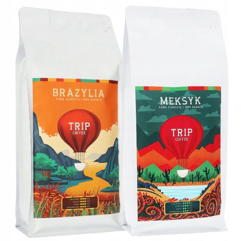 Zestaw 2x1kg Kawa ziarnista Trip Coffee Brazylia 1kg Meksyk 1kg