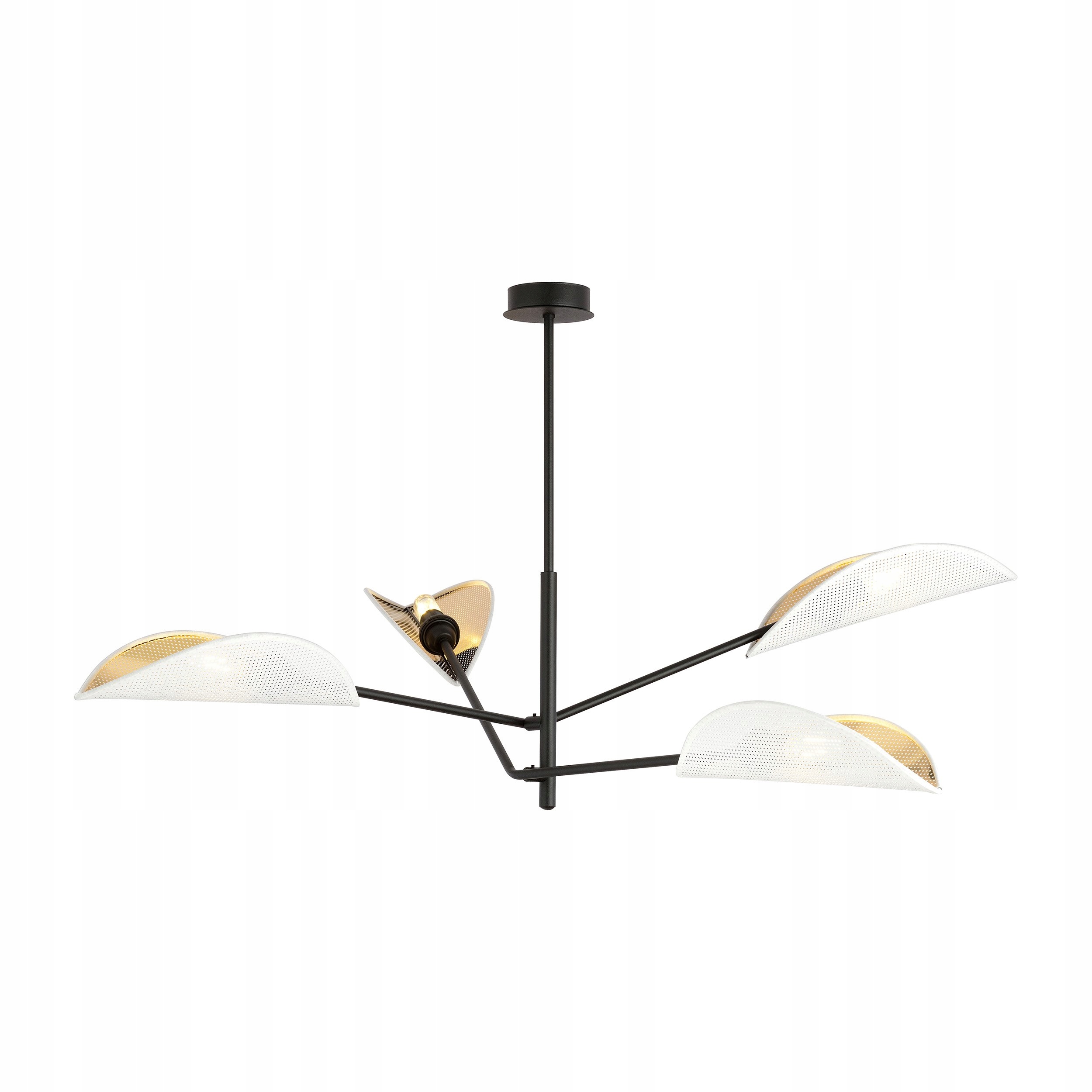 Závesná stropná lampa Vene 4 čierna s prelamovaným bielym zlatým nastaviteľným tienidlom