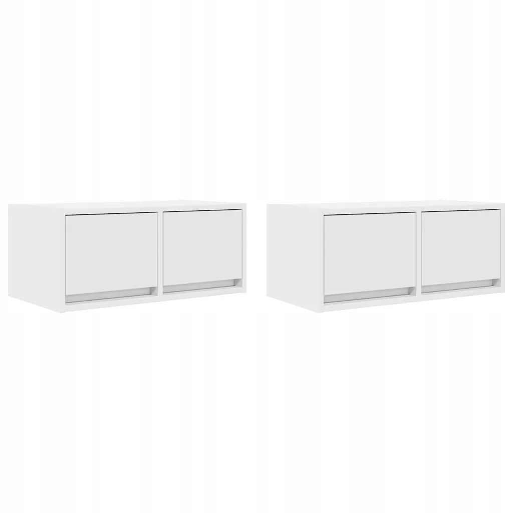 Szafki Rtv 2 szt. Białe 60x31x25,5 cm Drewno klejone