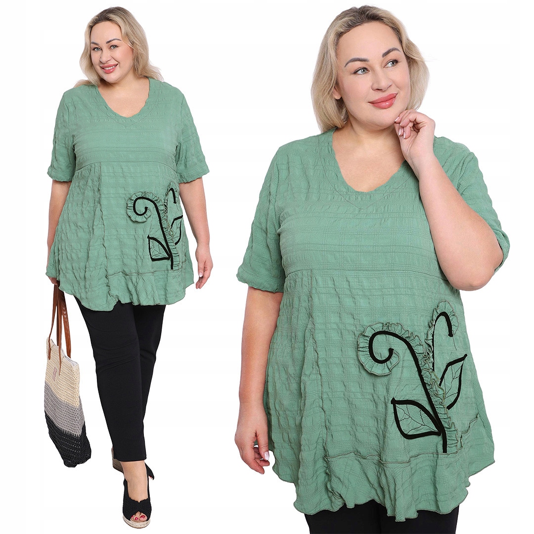 Světle zelená tunika s listy 46/48