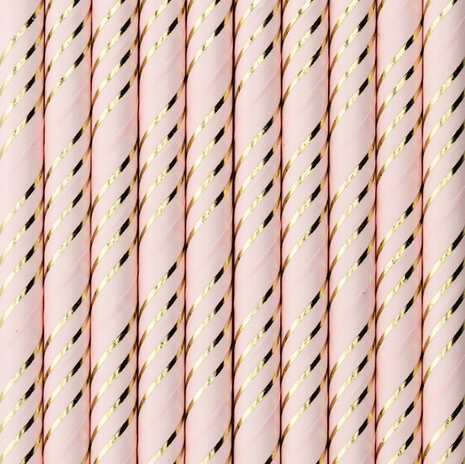 Słomki Papierowe, Różowe, słomki jednorazowe 10szt. 19,5cm