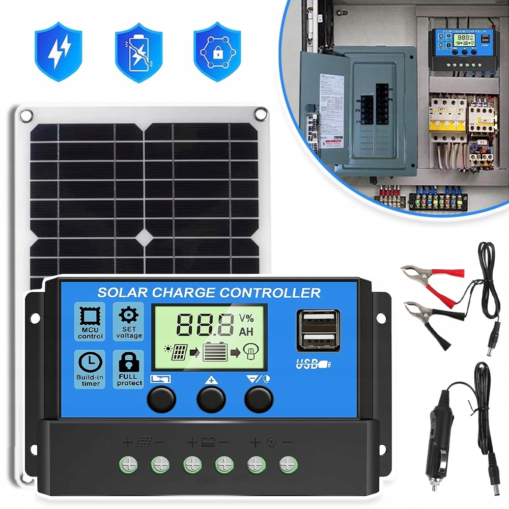 Zestaw Panelów Słonecznych Ładowarka Słoneczna Regulacja 100W 12V Dla Domu