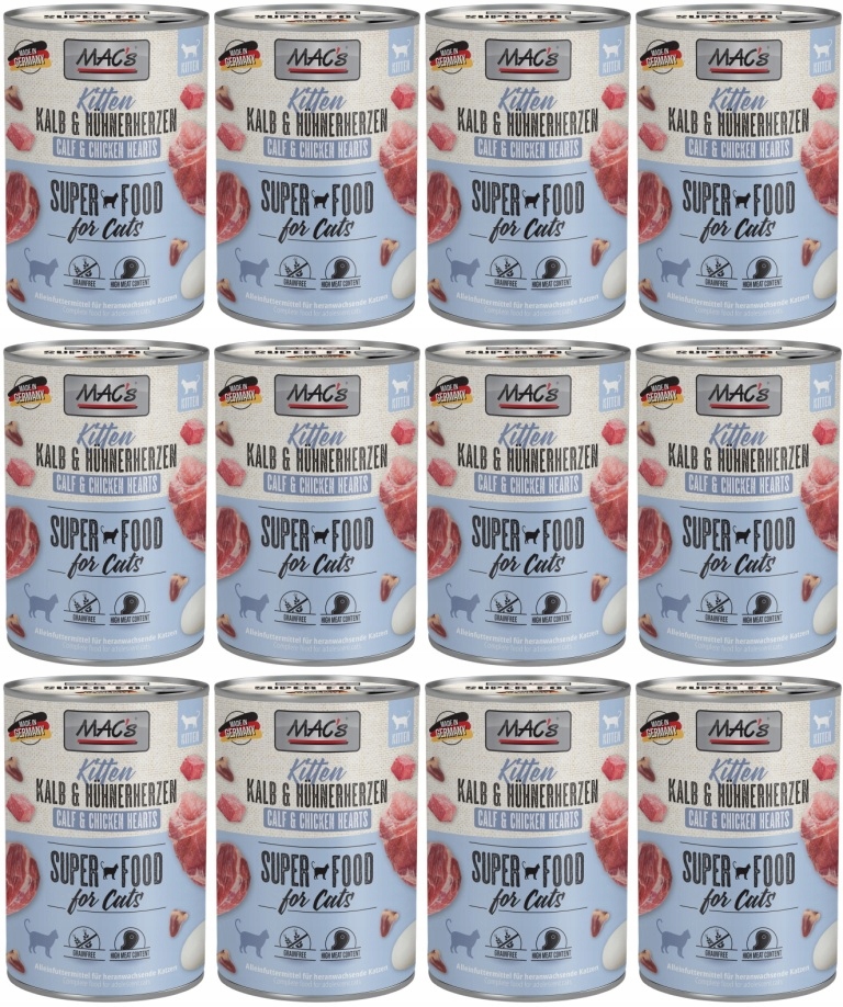 Levně MAC's Cat Kitten Telecí maso, srdce 12 x 400 g