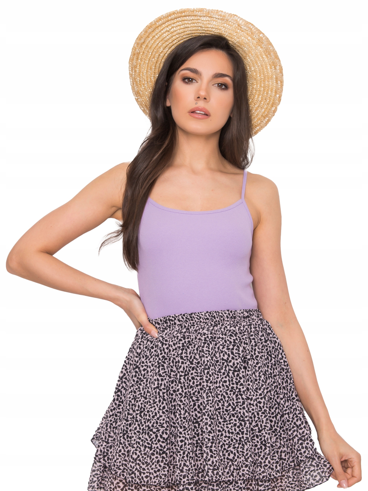 

Bawełniana Koszulka damska Top na ramiączkach - S