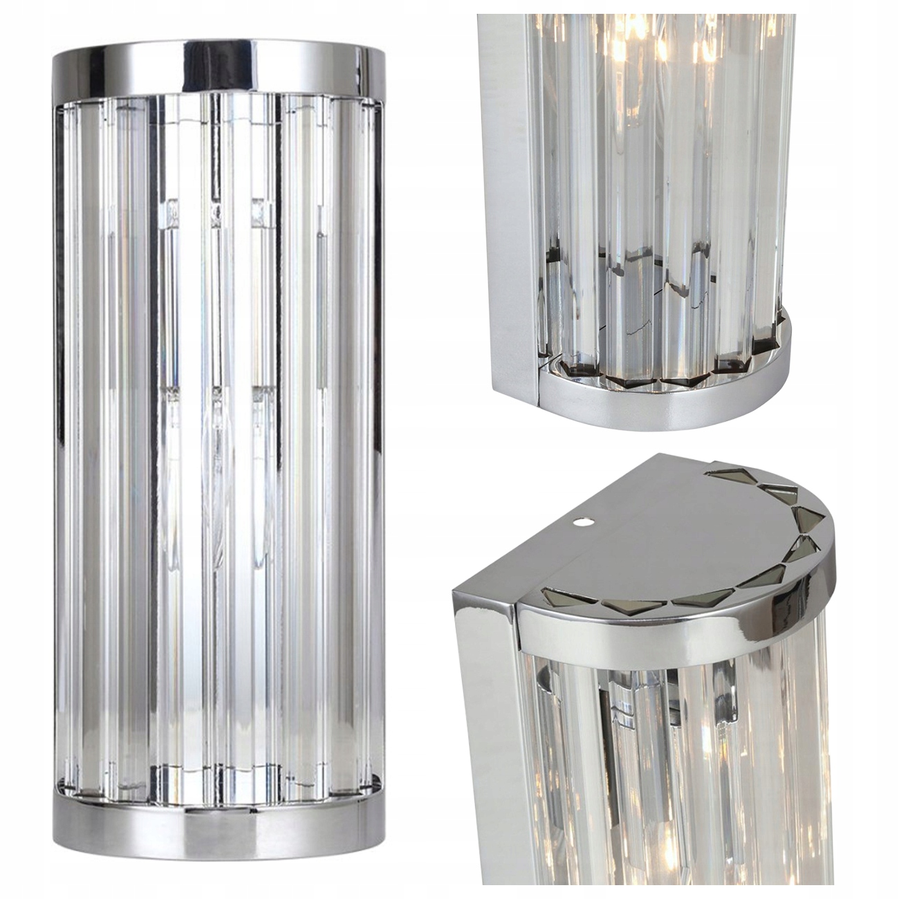Nástěnná Lampa Stříbrná Skleněná Transparentní Vetro Chrom 1XE14