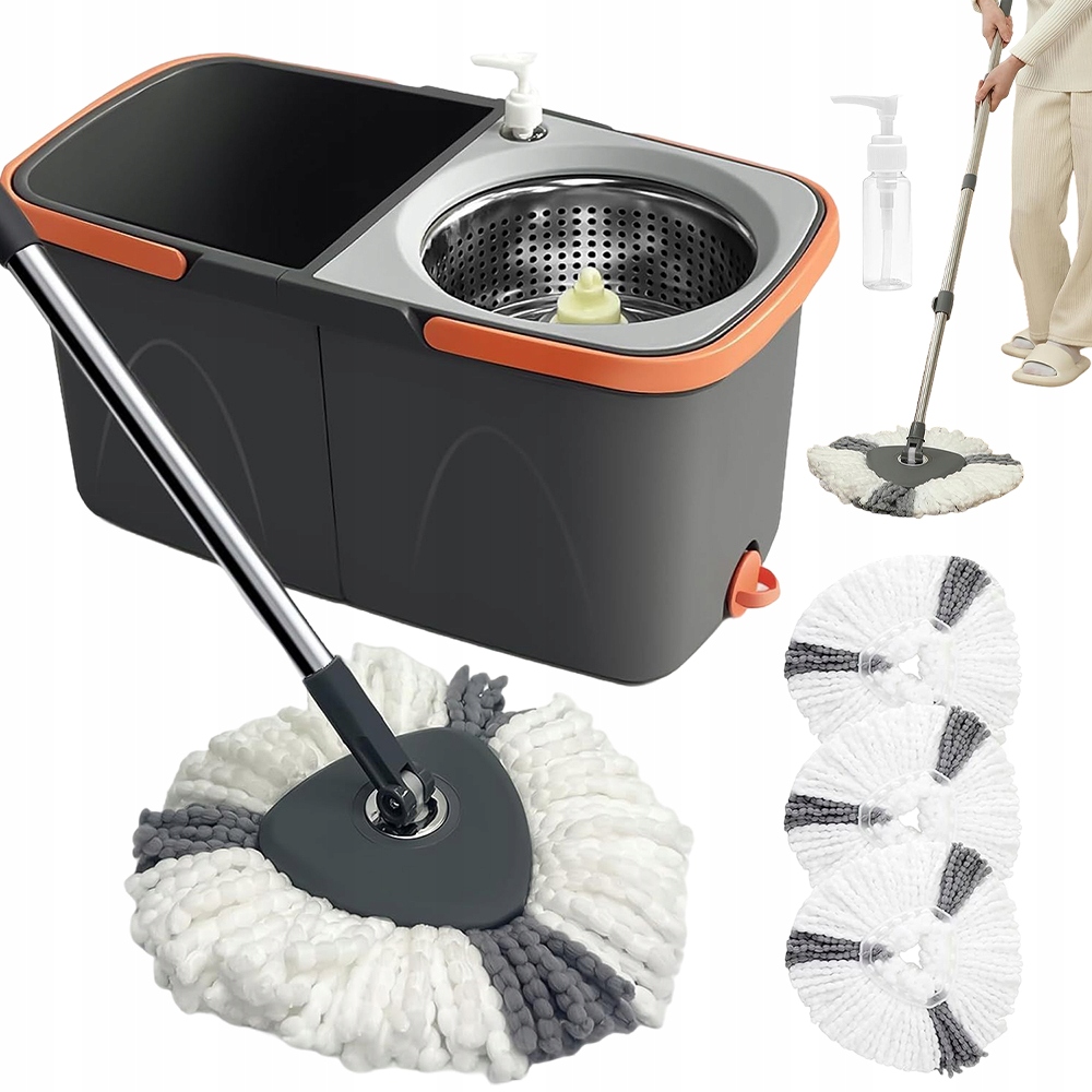 Levně Rotační Mop 360 Spin Turbo 3 Návleky Mikrovlákno+kbelík