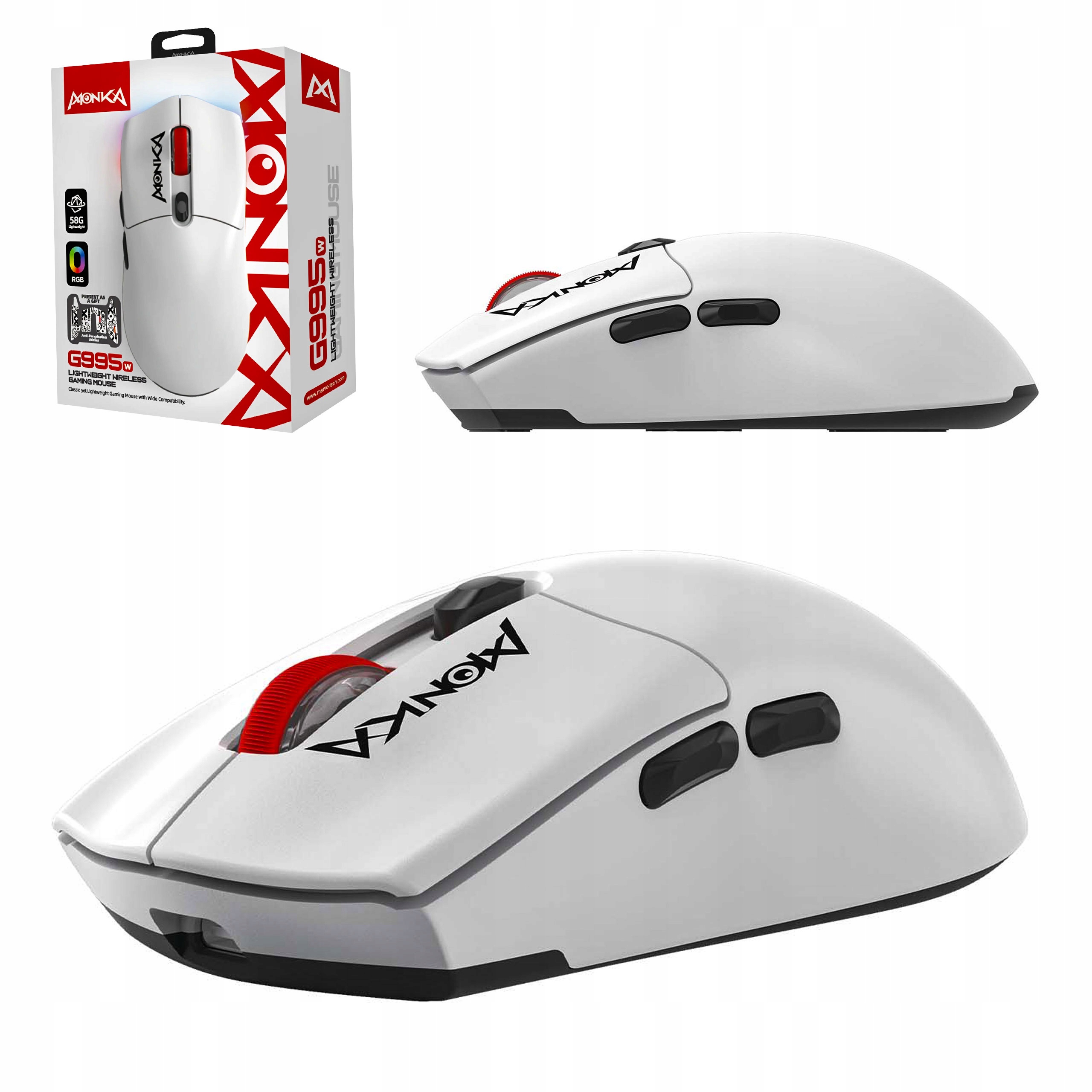 Mysz Gamingowa Monka Guru lekka Przewodowa bluetooth dla graczy 26000 Dpi