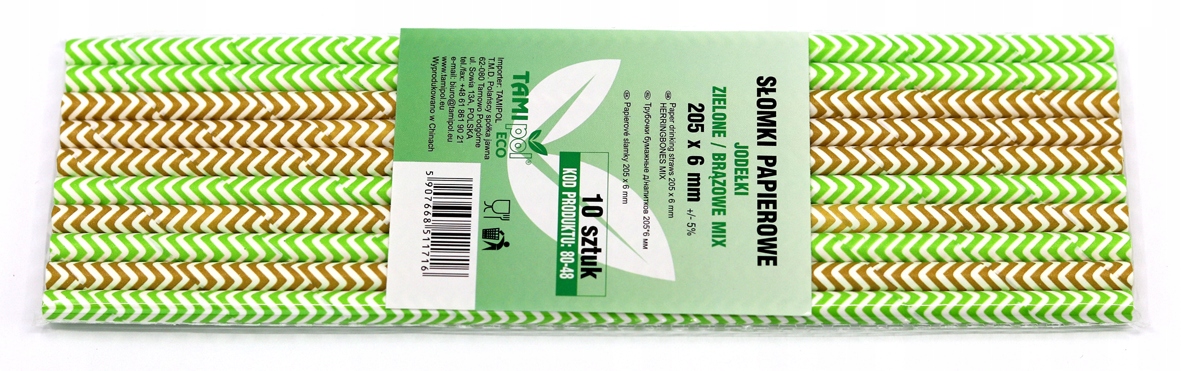 słomki papierowe paski kolorowe 205 x 6 mm  10 szt X10 KPL   80-48 — 5