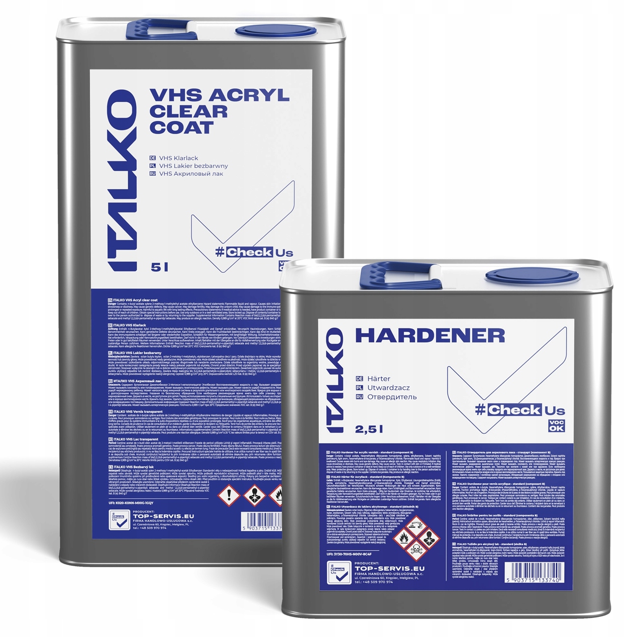 

Lakier Bezbarwny Vhs 5L Utwardzacz 2,5L Italko