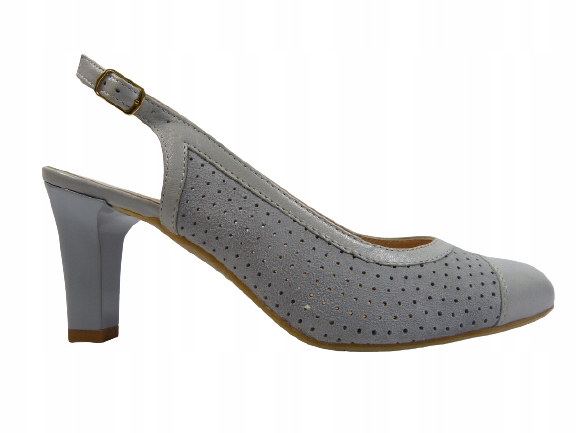 šedé ažurové lodičky plné přední strany, měkké kožené dámské boty Sala 37