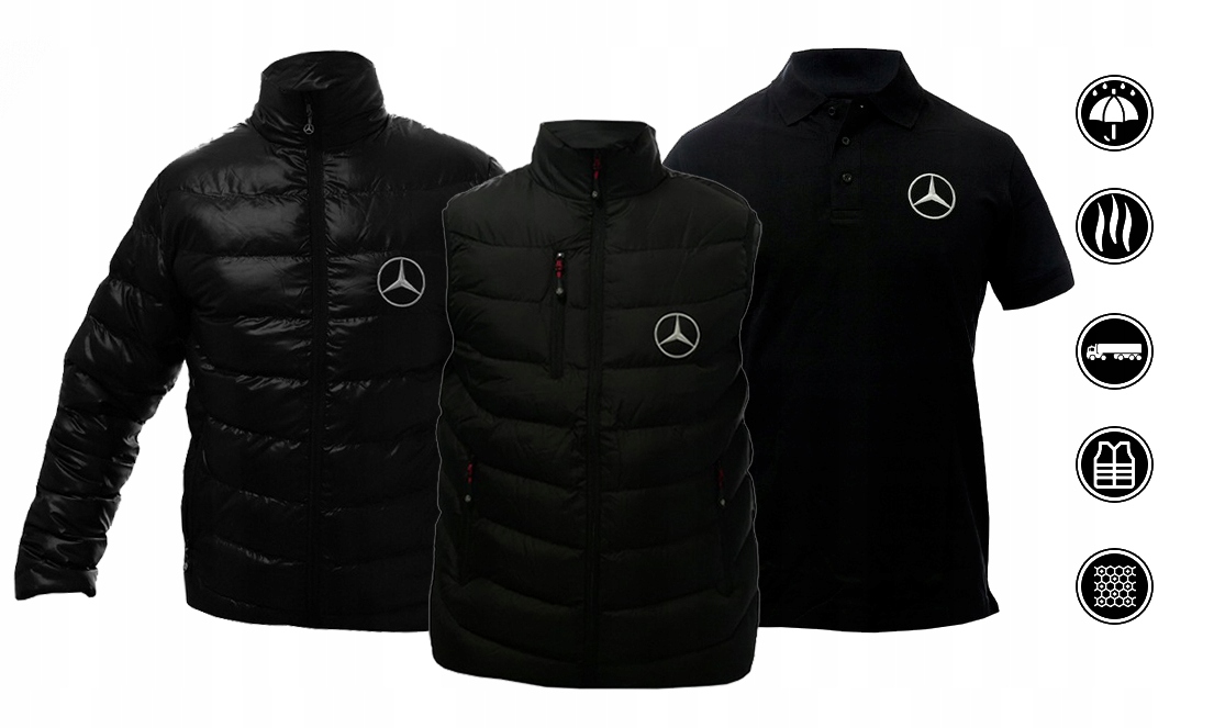 ORYGINALNY ZESTAW MERCEDES BEZRĘKAWNIKI KURTKA KOSZULKA POLO ROZMIAR XXXL Stan opakowania oryginalne