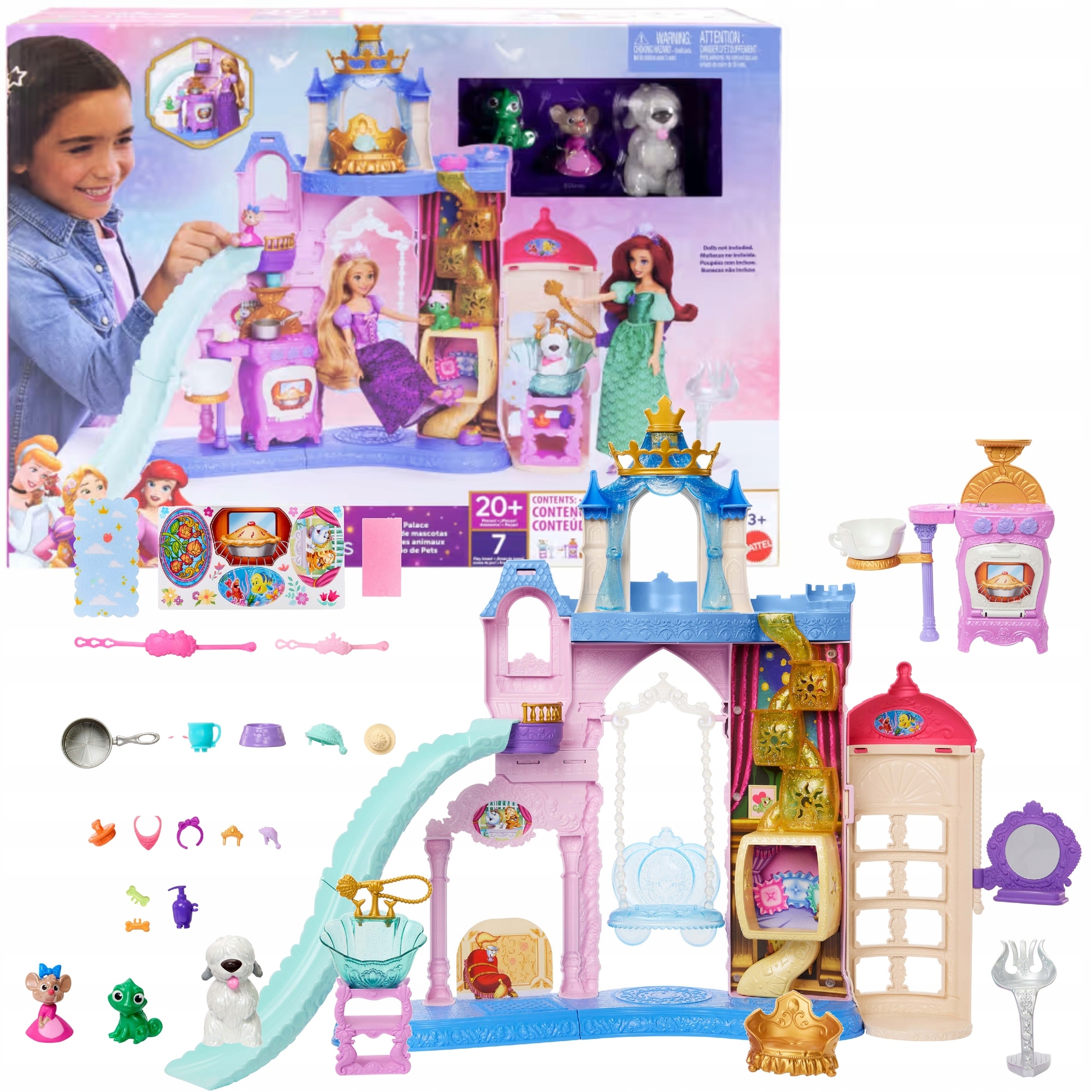 Velký Set Princezny Disney, Palác, Domeček Se Zvířátky 3 Figurky 20+ Dílků.