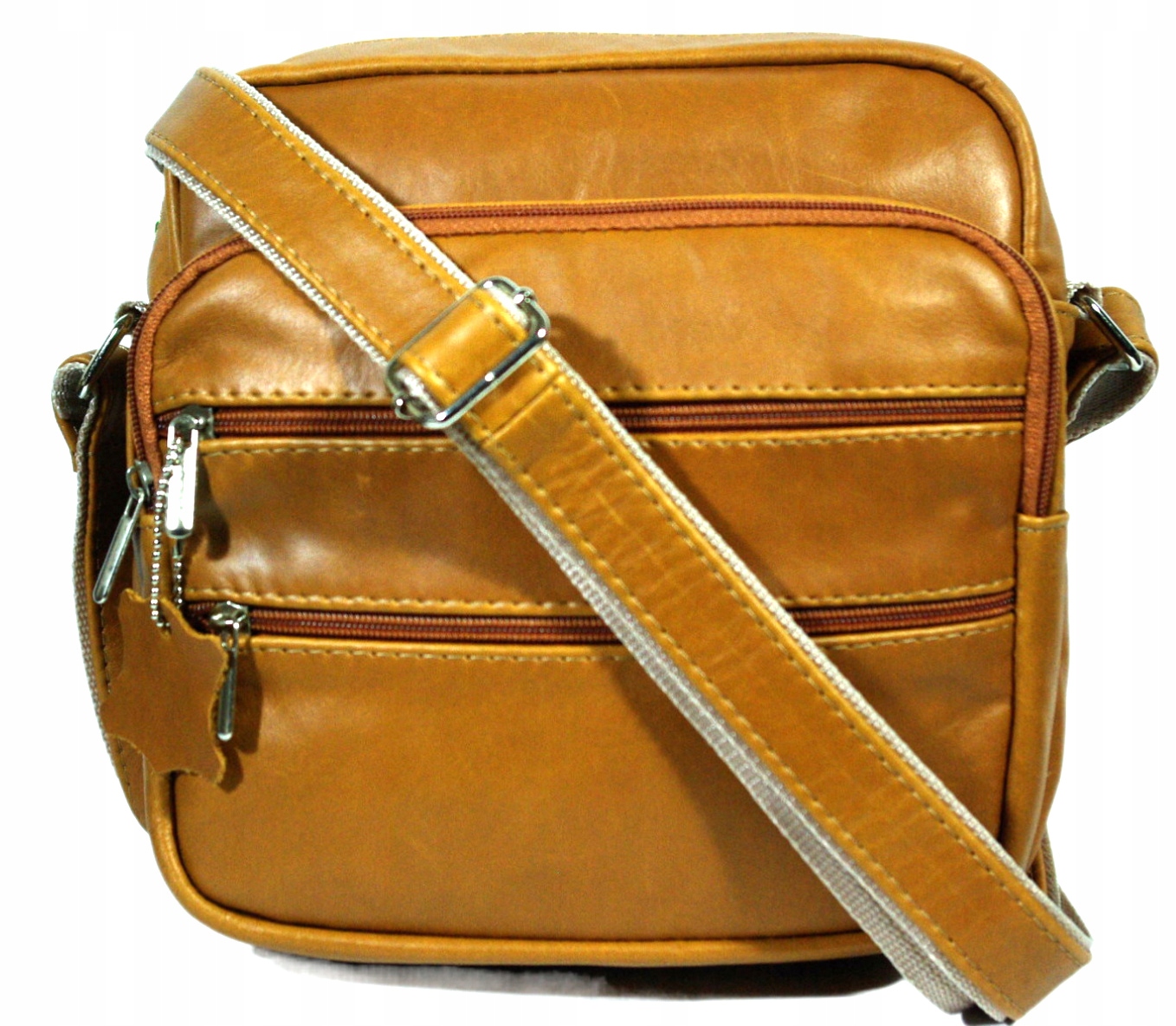 Pánská hnědá kožená taška přes rameno s rukojetí kabelka přes rameno polská výroba