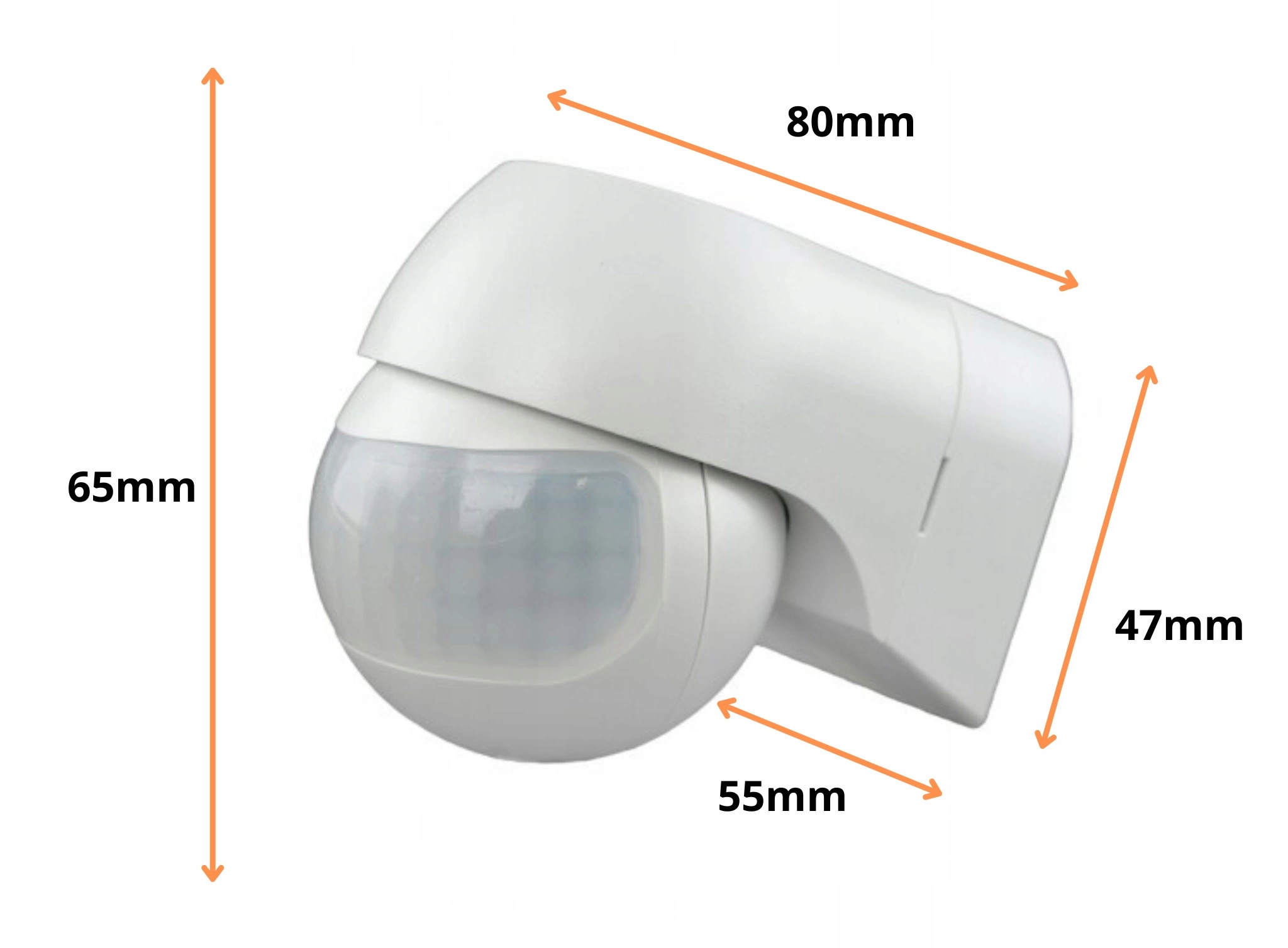 Czujnik Ruchu PIR Podczerwień Sensor Zasięg max 12m Biały Regulowany Rodzaj inny