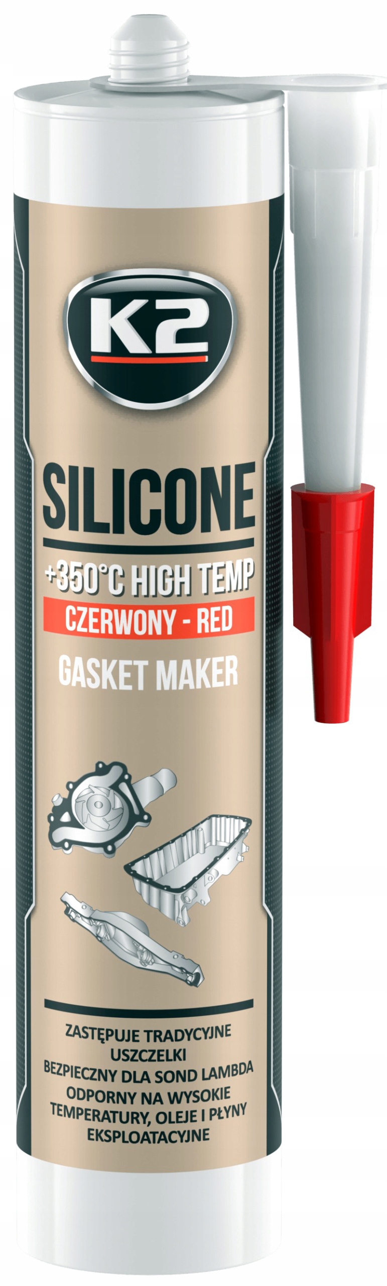 K2 Silikon Wysokotemperaturowy Czerwony 350°C 300G