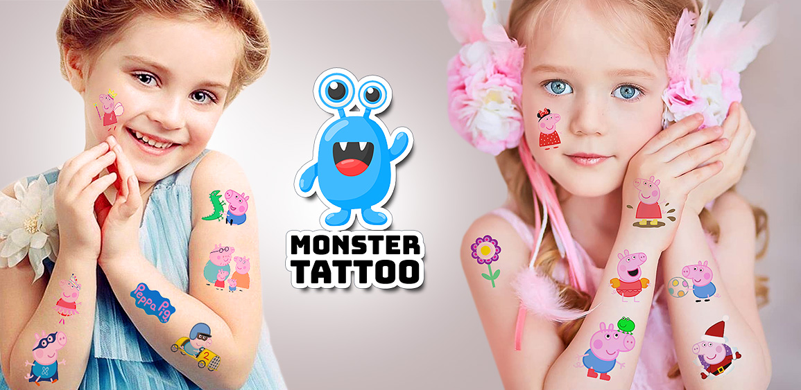 NAJLEPSZE TATUAŻE ZMYWALNE DLA DZIECI DZIECIĘCE ŚWINKA PIG PEPPA WZORY Kod producenta Tatuaż dziecięcy wiele wzorów prezent