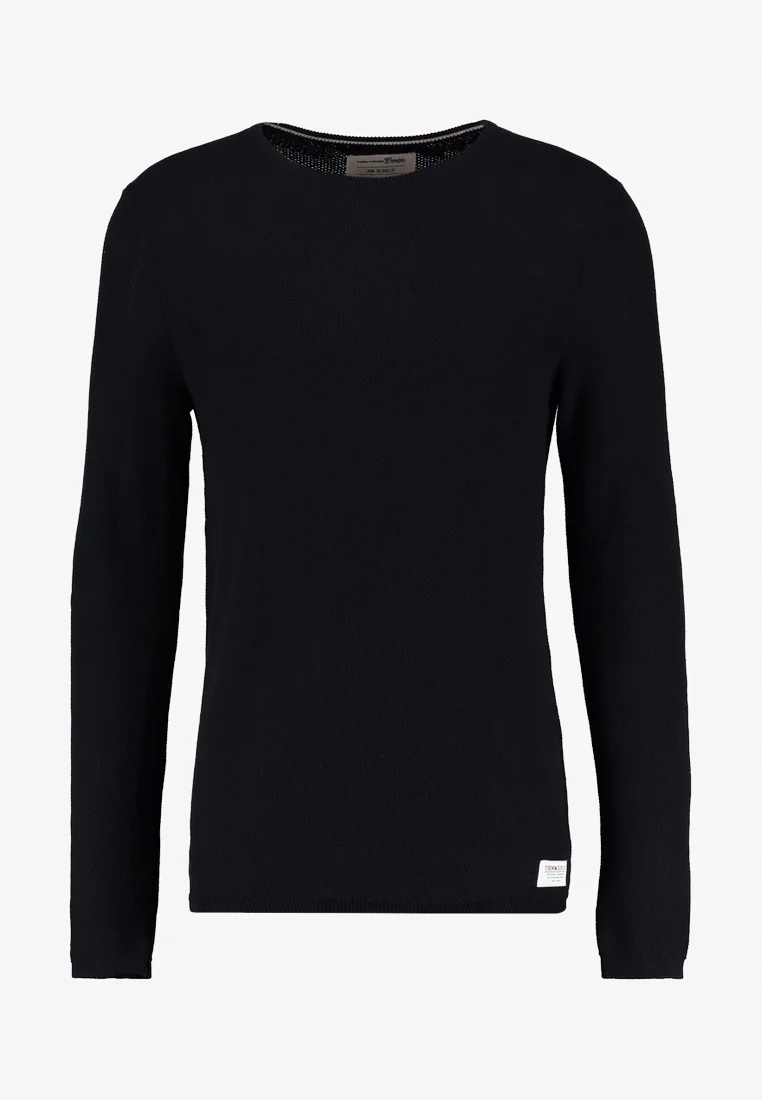 Pánský svetr Tom Tailor 1014206 Structured Crewneck černý velikost L