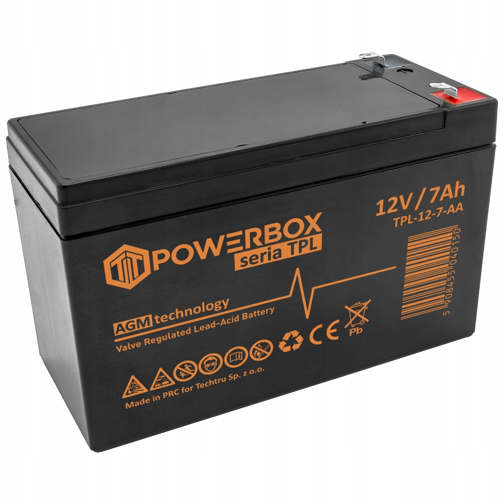 Akumulator Bezobsługowy Powerbox Tpl 7-12 Vrla Agm 12V 7Ah Long Life