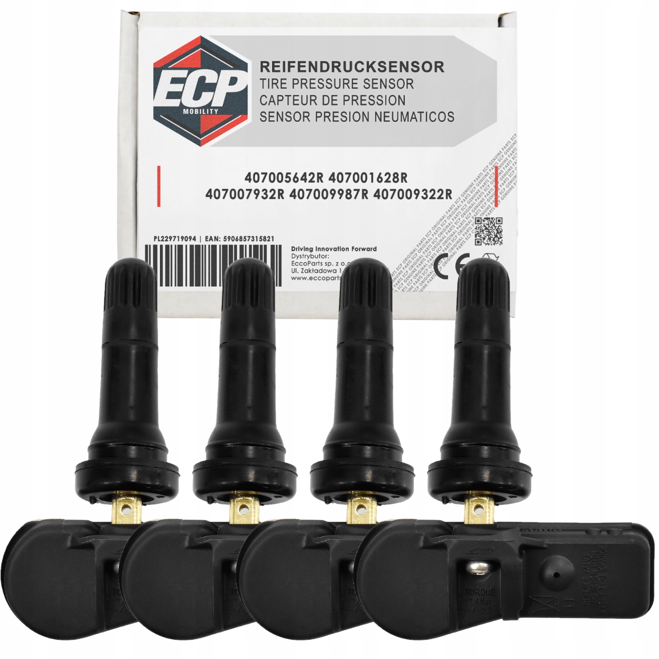 4X Snímač Tlaku Pneumatík Tpms 407005642R Renault Dacia Opel