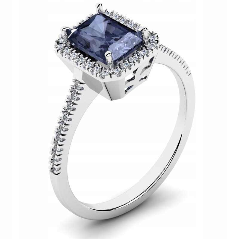 

Pierścionek Z Białego Złota Tanzanit I Brylanty